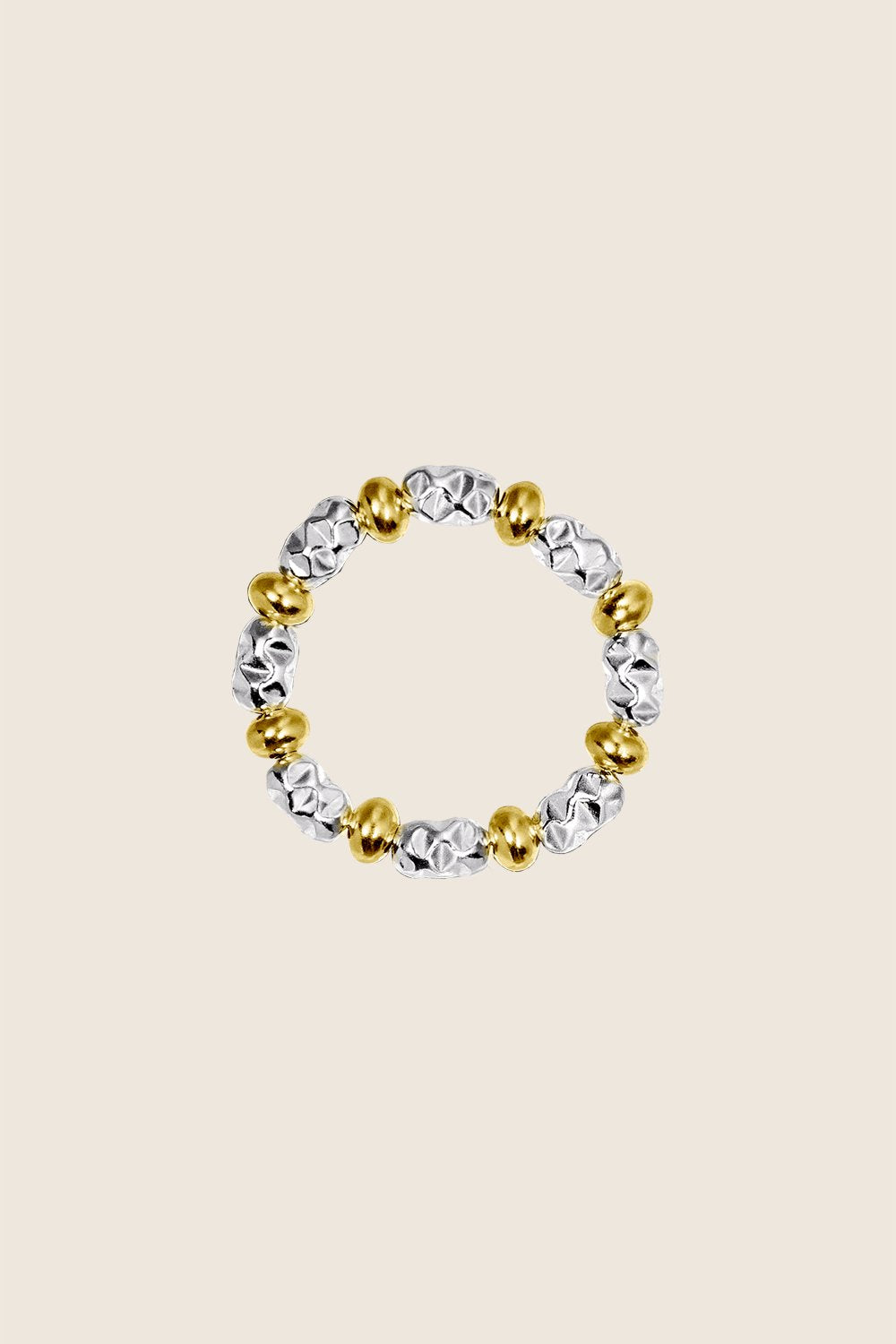 elastyczny pierścionek na gumce złocone srebrne koraliki PARS MINI biżuteria UMIAR