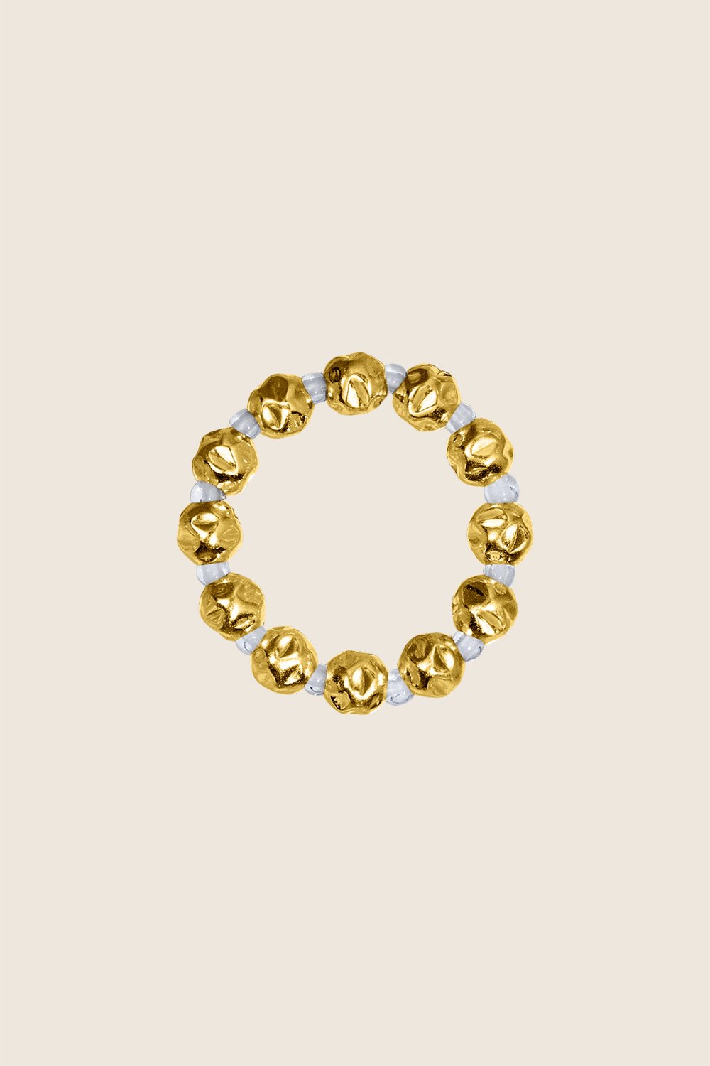 pierścionek na gumce kryształ górski złocone srebro 925 koraliki SECCA biżuteria UMIAR