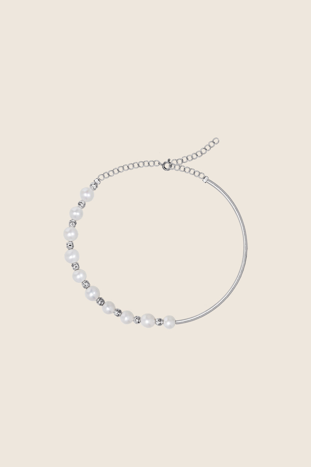 bransoletka perły naturalne i koraliki ze sreba 925 LINEA minimalistyczna biżuteria UMIAR