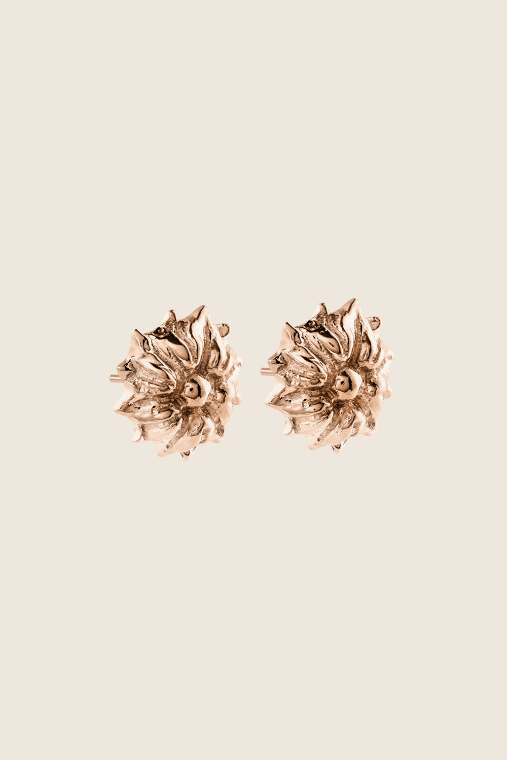 kolczyki kwiaty różowe złoto 585 BELLIS biżuteria artystyczna UMIAR polski design