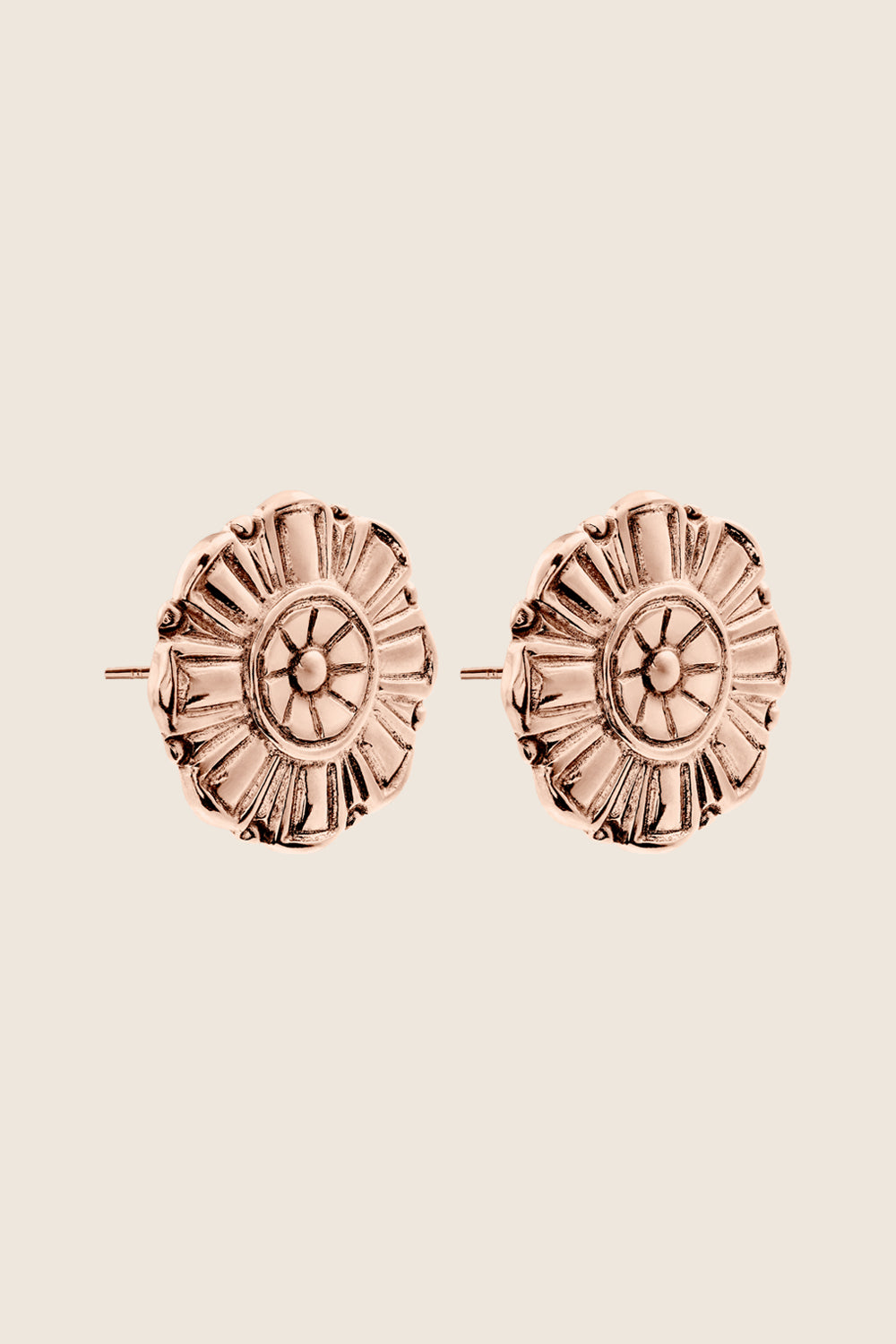 okrągłe kolczyki kwiaty różowe złoto FLOREM biżuteria UMIAR