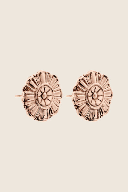 okrągłe kolczyki kwiaty różowe złoto FLOREM biżuteria UMIAR