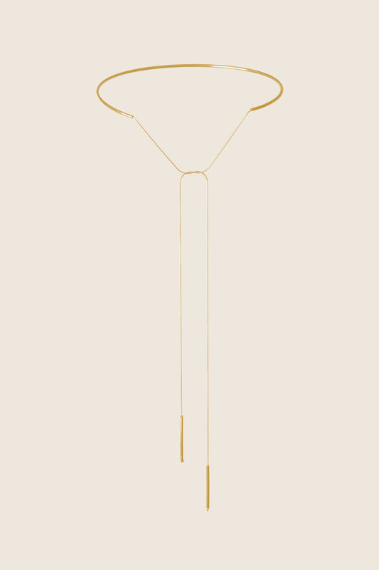 minimalistyczny naszyjnik obręcz z długim łańcuszkiem złocone srebro 925 ORA TOTUS biżuteria UMIAR
