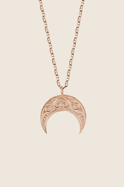 naszyjnik księżyc lunula różowe złoto 585 TELLES biżuteria artystyczna UMIAR