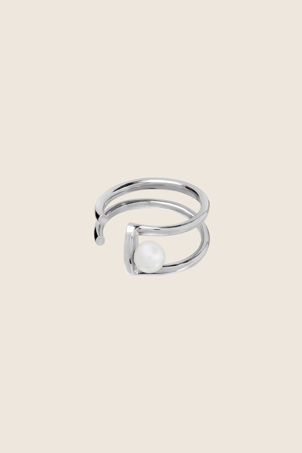 minimalistyczny srebrny pierścionek z perłą INTA biżuteria UMIAR Alicja Werniewicz
