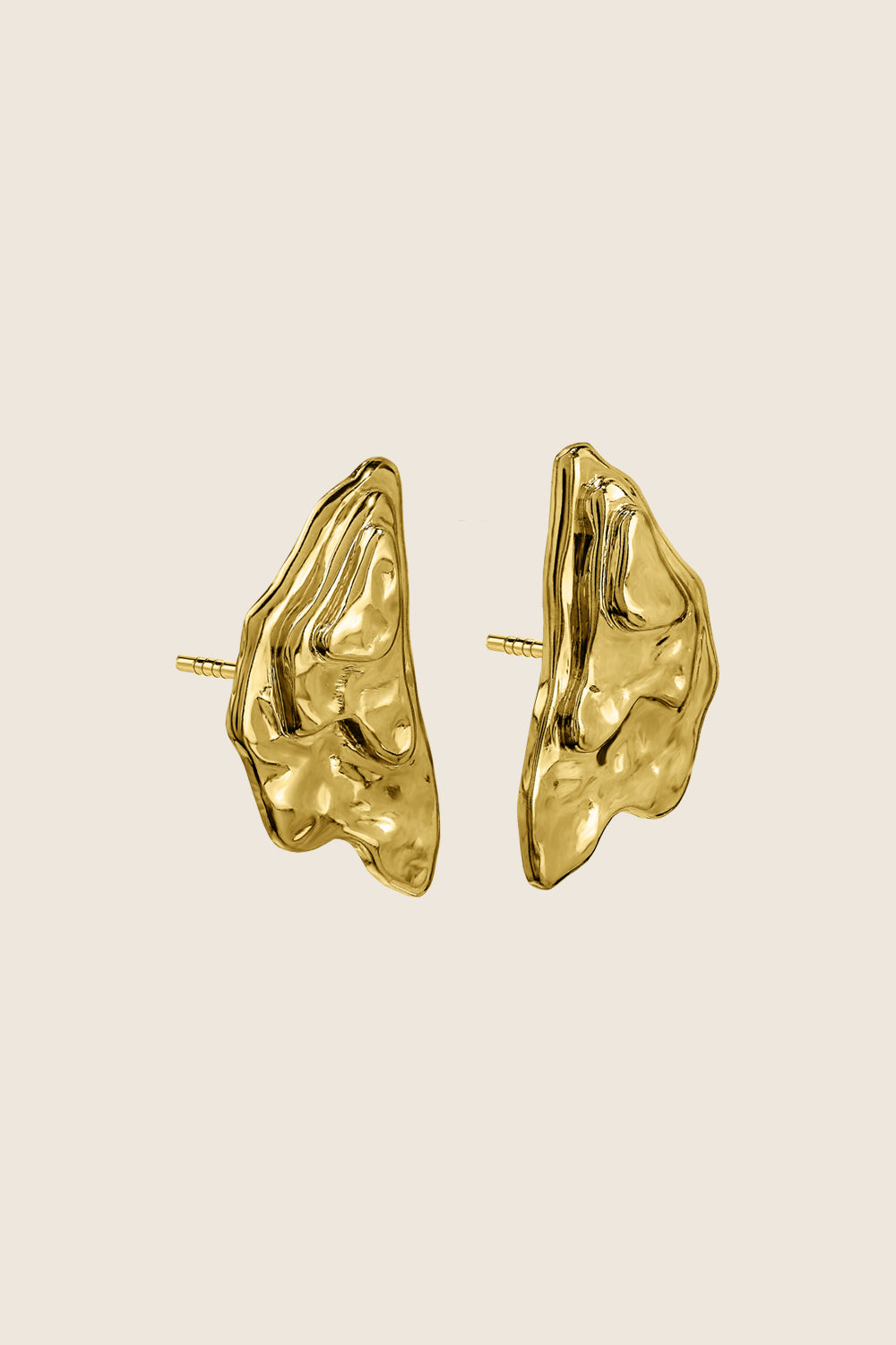 eleganckie kolczyki złocone srebro CORNU warstwice ostrygi wyspa Capri biżuteria artystyczna UMIAR